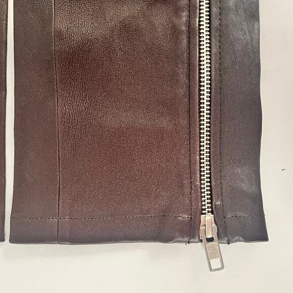 HELMUT LANG Womens Zip Lamb Leather Pants Wine Brown Size 2 (MSRP $1,095) NWT - Picture 9 of 16